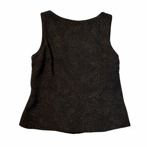 David Warren New York Textured Black Sleeveless Button Back Top L | Made in USA